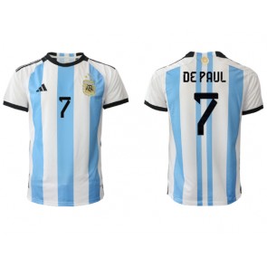 Argentina Rodrigo de Paul #7 Replica Home Stadium Shirt World Cup 2022 Short Sleeve